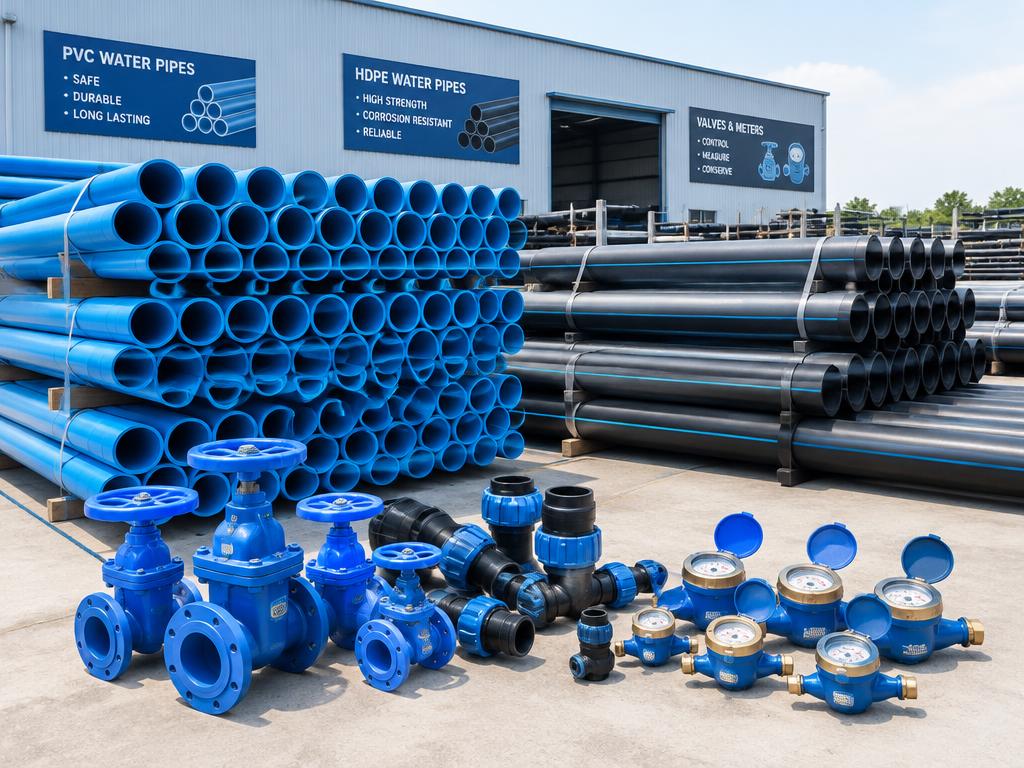 Water pipes, valves and meters